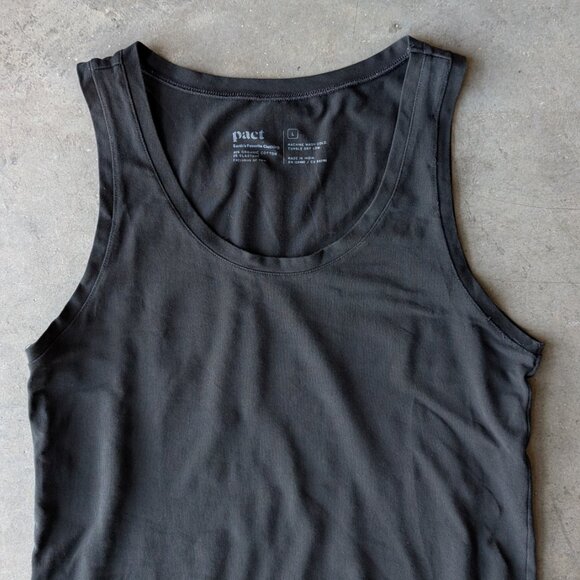 Pact Black Organic Cotton Scoopneck Tank Top large - Picture 2 of 5